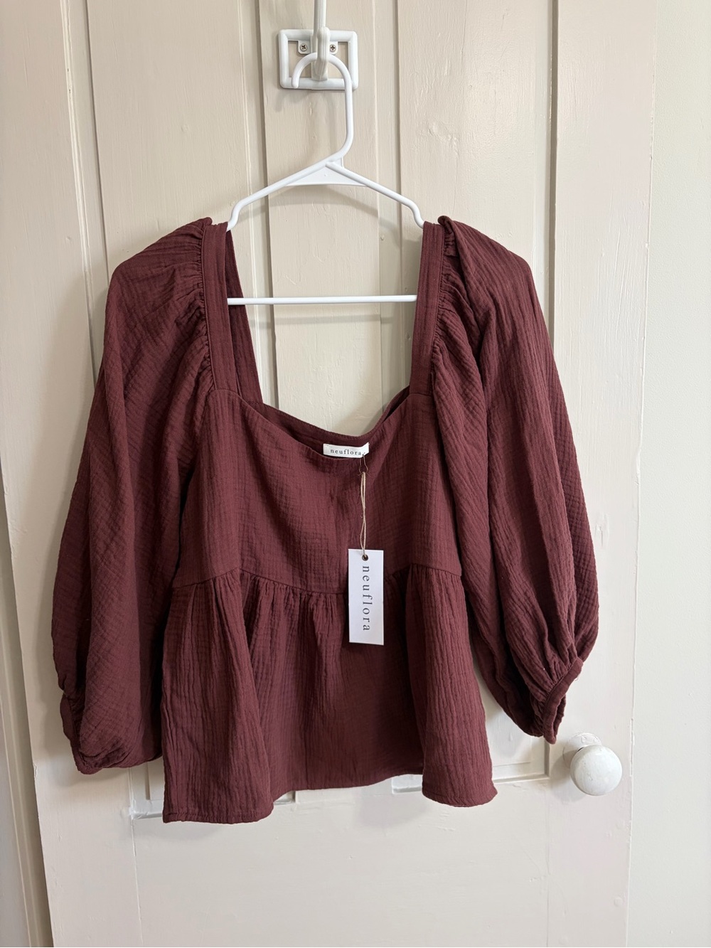Neuflora Burgundy Peasant Blouse